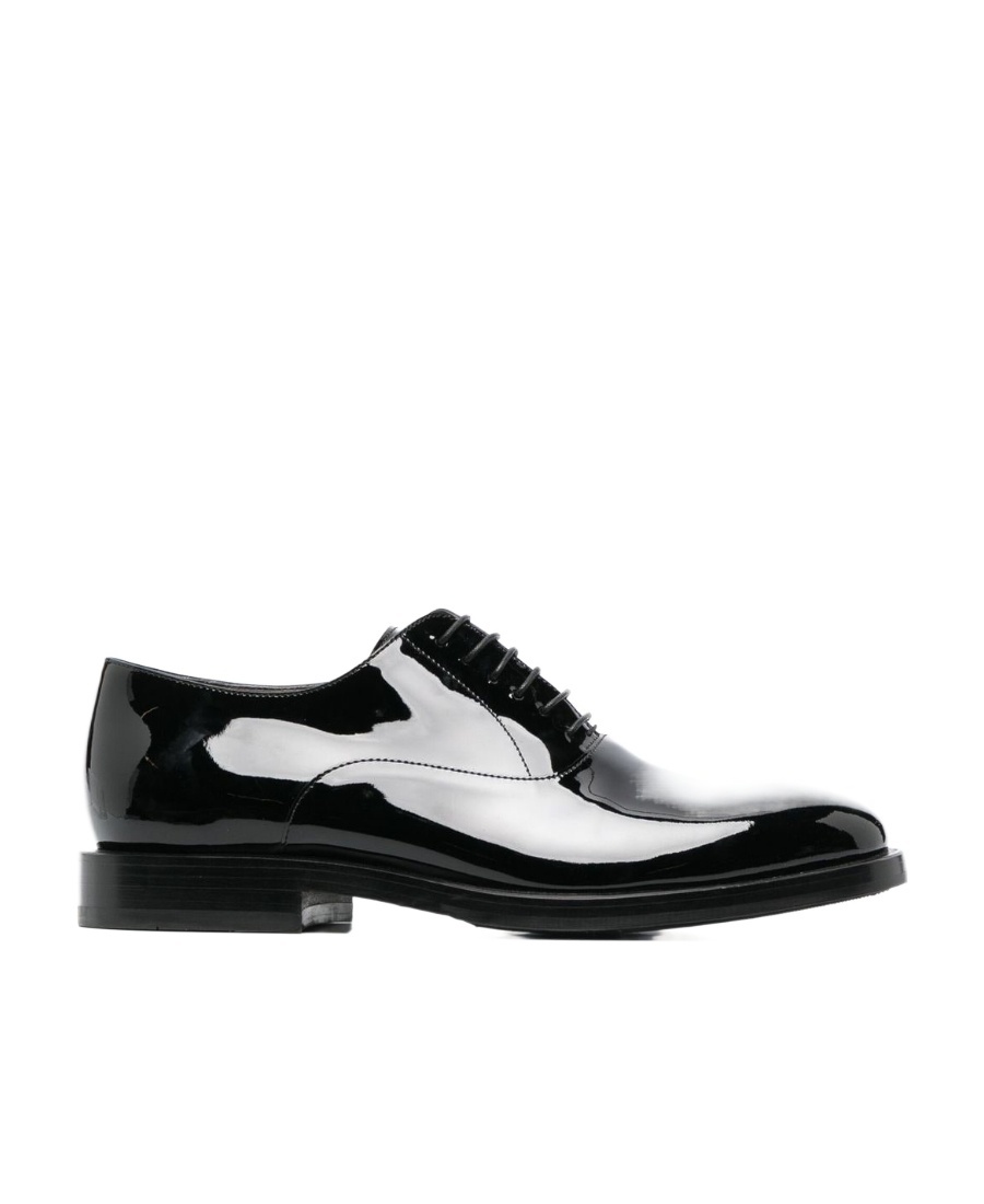 Shop Brunello Cucinelli Patent-leather Laced Oxford Shoes In Black