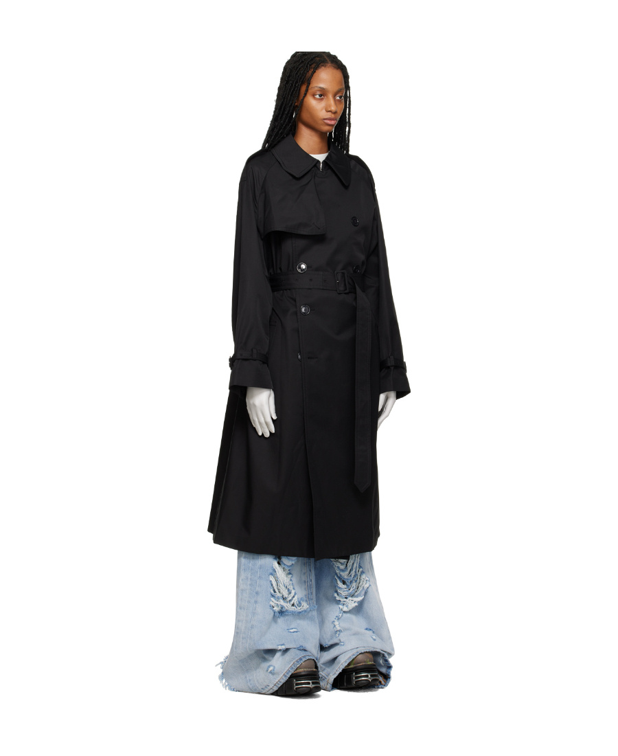 Vetements Black Double-breasted Trench Coat In Black