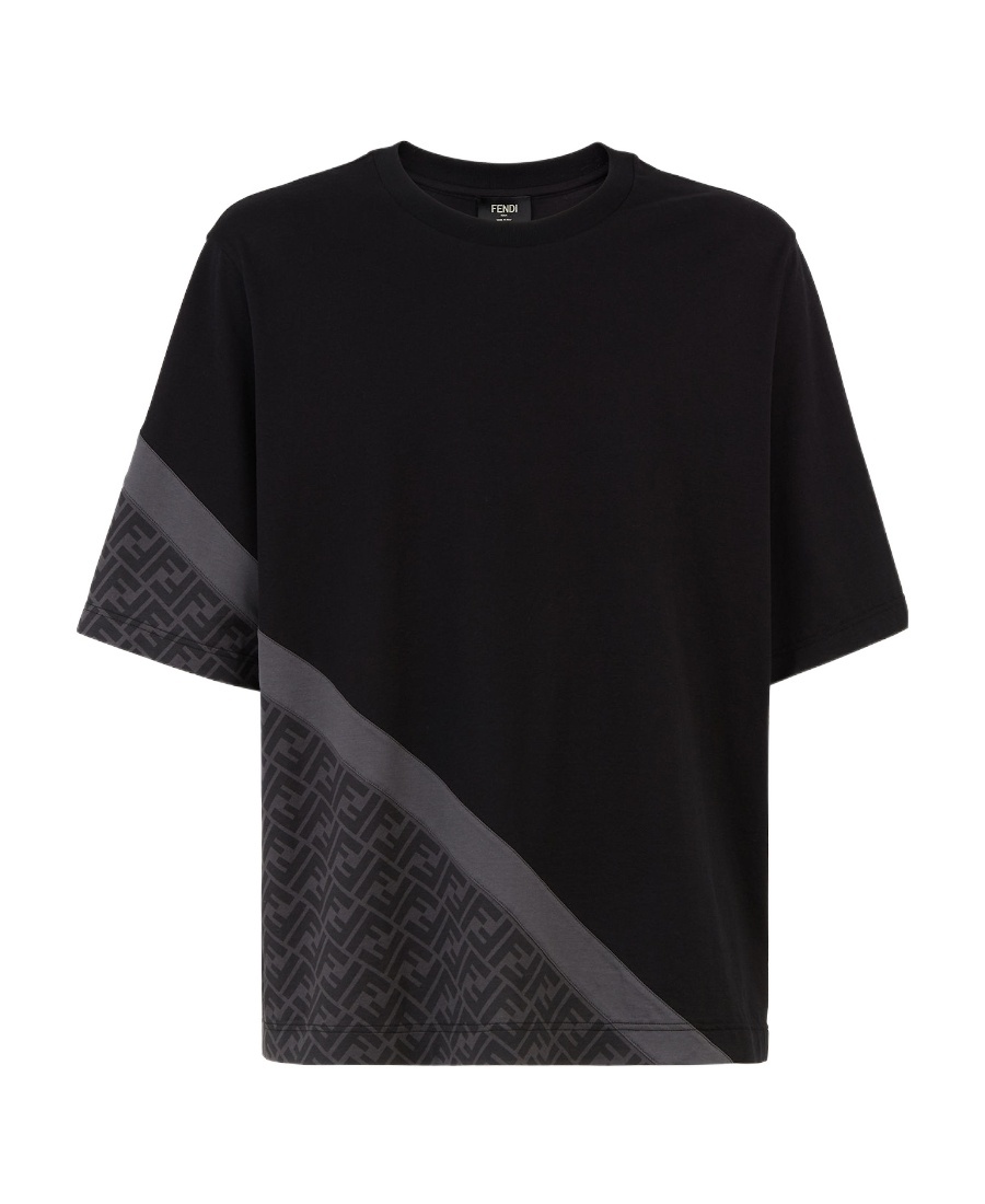 FENDI BLACK FENDI DIAGONAL JERSEY T-SHIRT