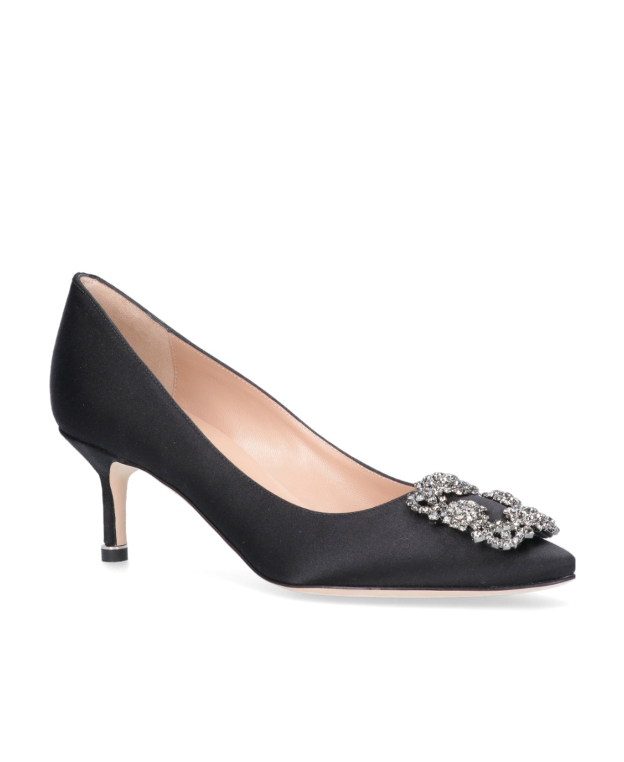 Manolo Blahnik Hangisi 50mm Bejewelled Detail Pumps In Black