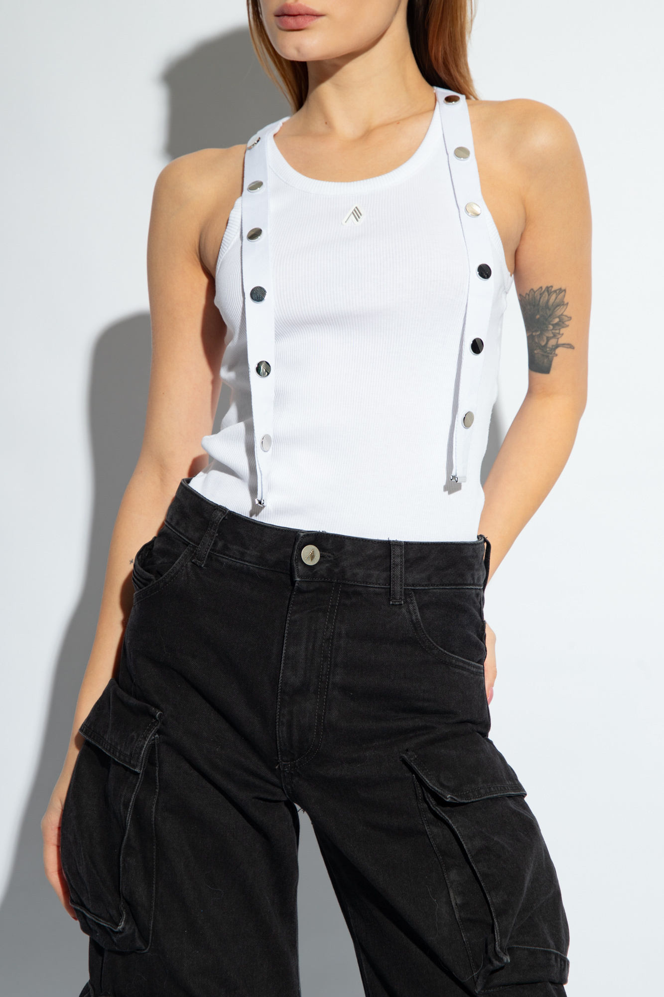 Shop Attico The  Logo Patch Ribbed Tank Top In White