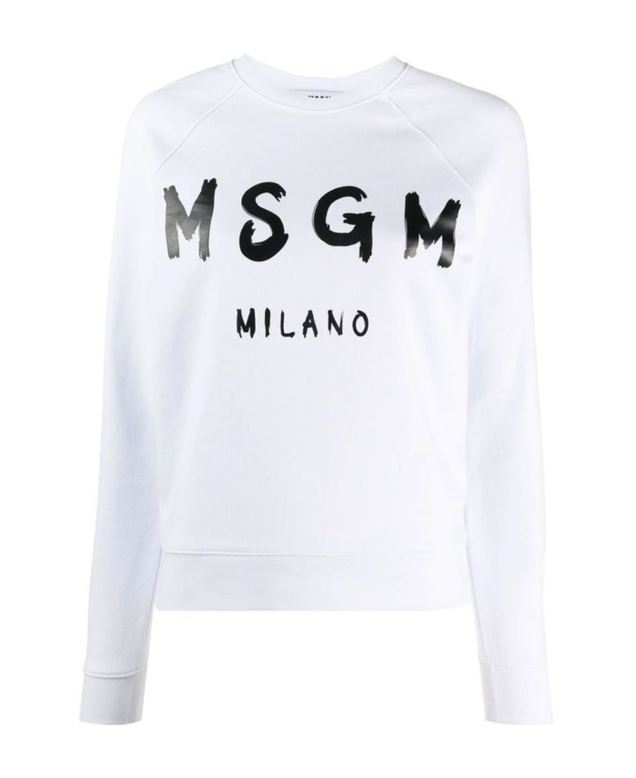 Msgm Sweatshirt With Brushed Logo Print In White