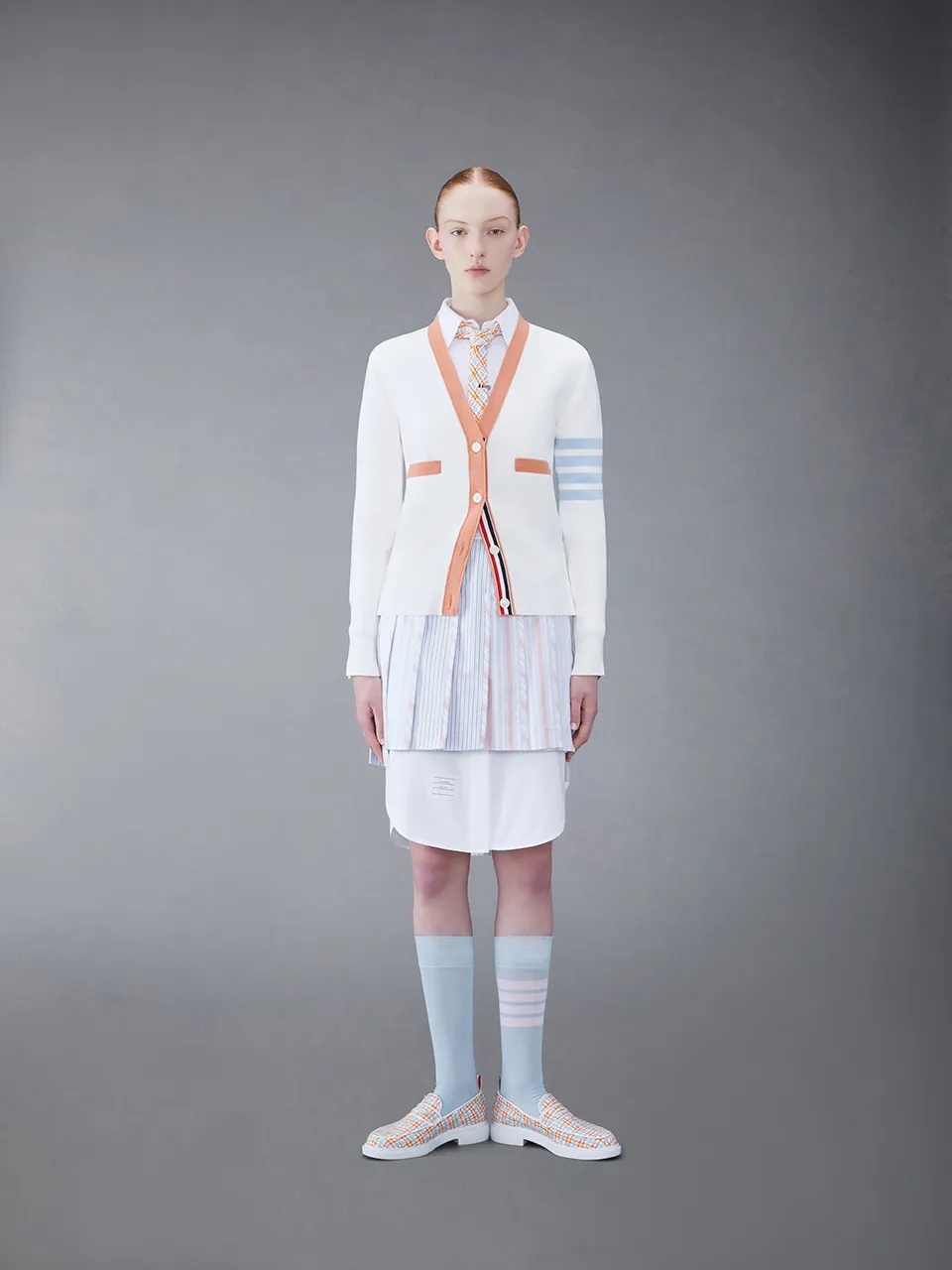 Thom Browne 4-bar-stripe Cotton Cardigan In White