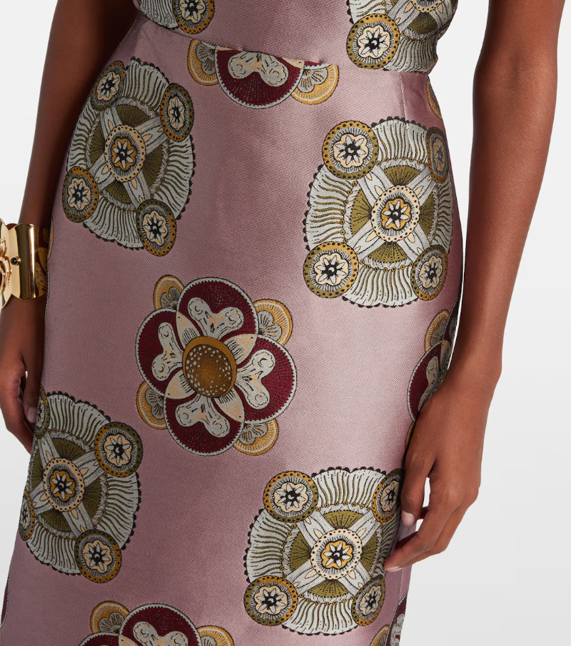 La Doublej Jacquard Pencil Skirt In Pink