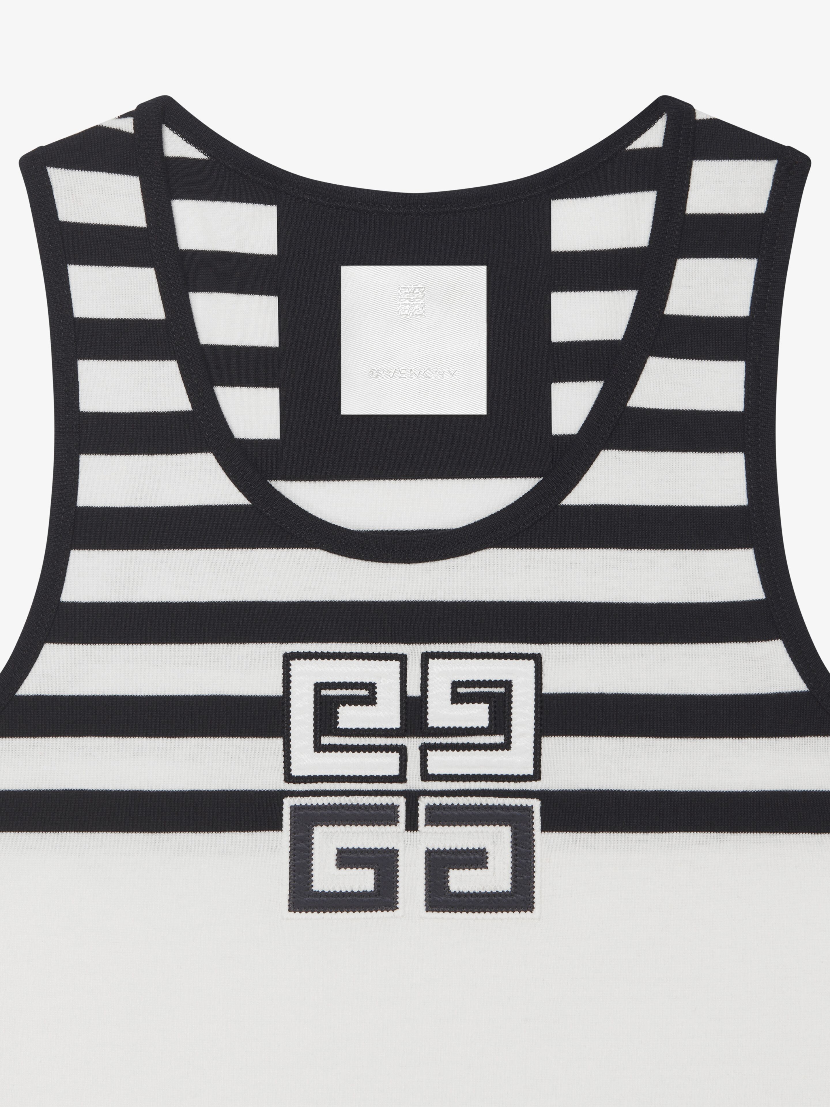 Givenchy 4g Slim Fit Tank Top In Cotton With Stripes In White