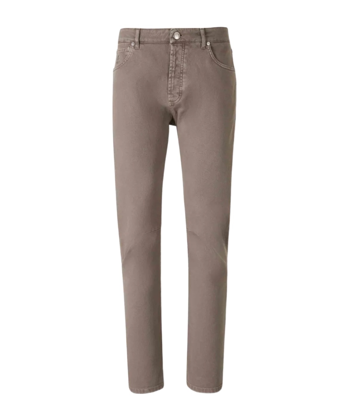 Brunello Cucinelli Men Taupe Garment-dyed Denim Traditional Fit Jeans In Gold
