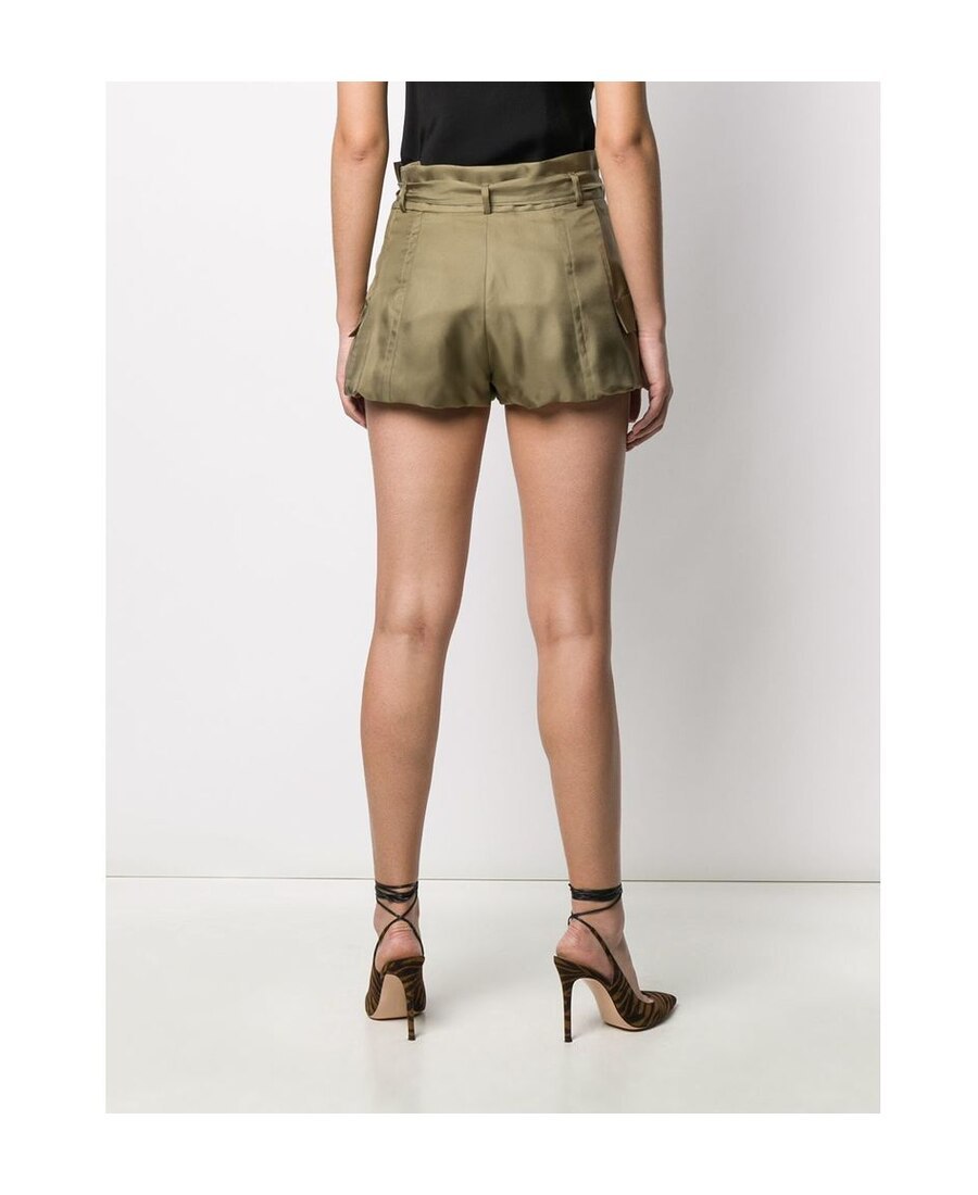 Saint Laurent Bouffant Silk Shorts In Green