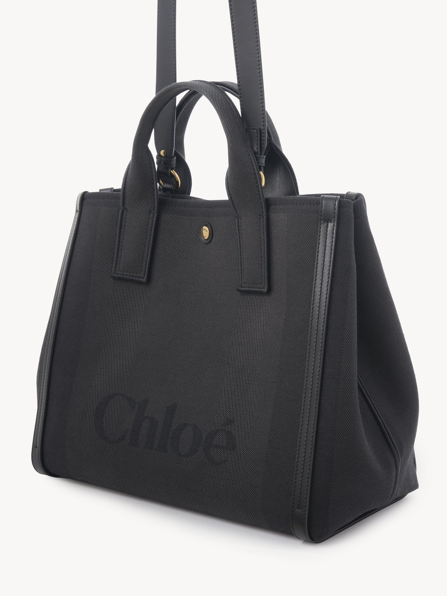 Chloé Carry Tote Bag In Canvas In Black