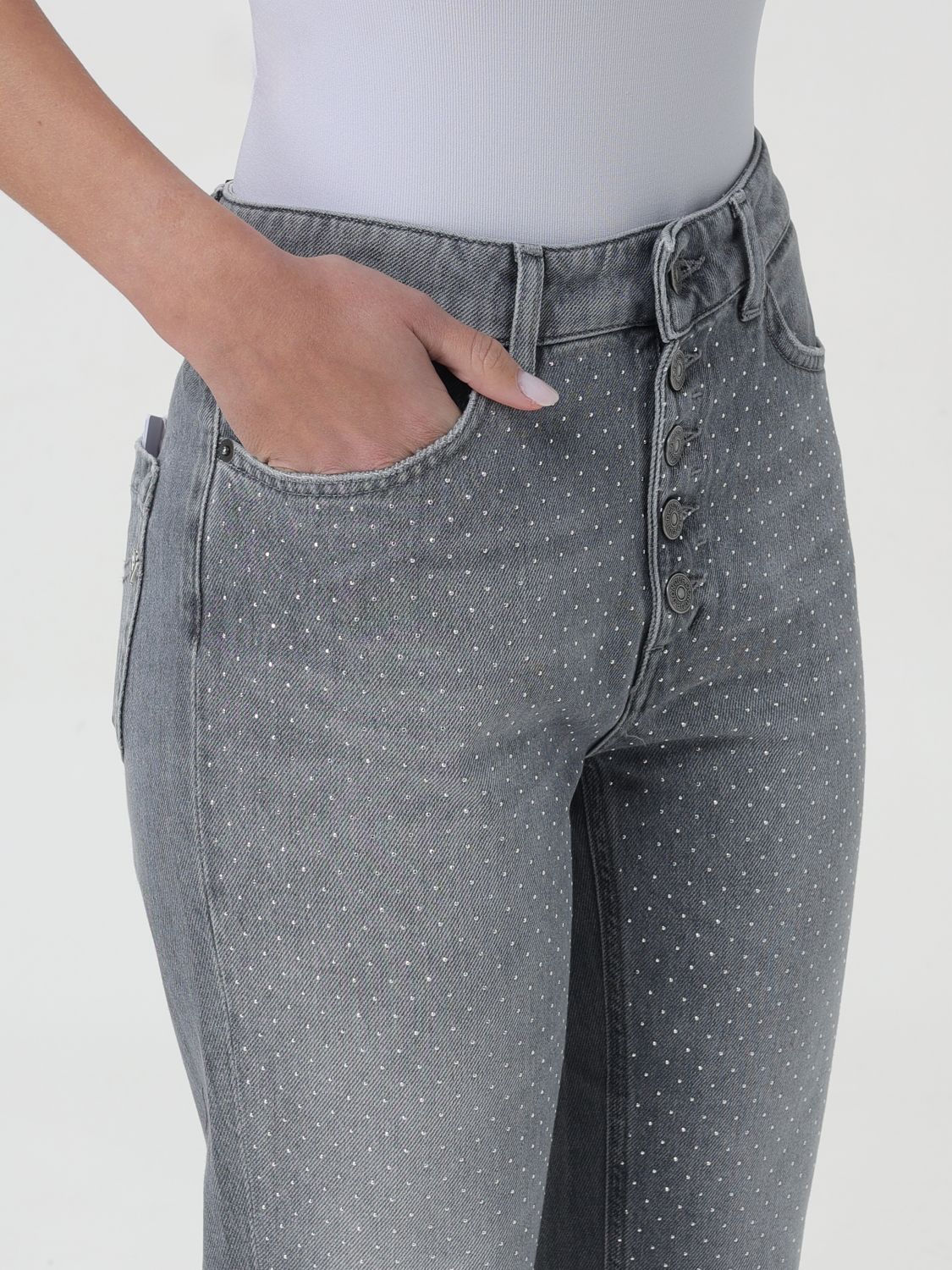 Dondup Koons Stud-embellished Jeans In Gray