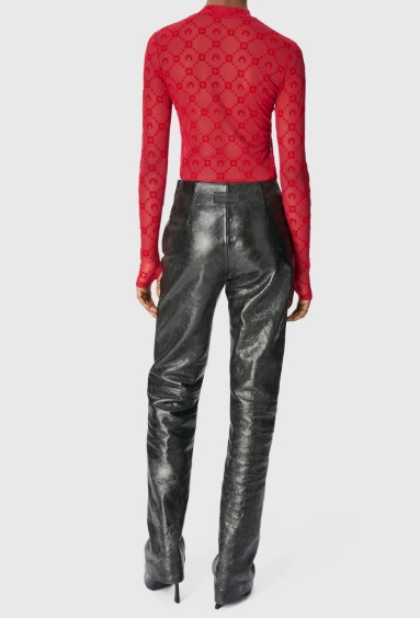 Marine Serre High-neck Long-sleeved T-shirt In Red
