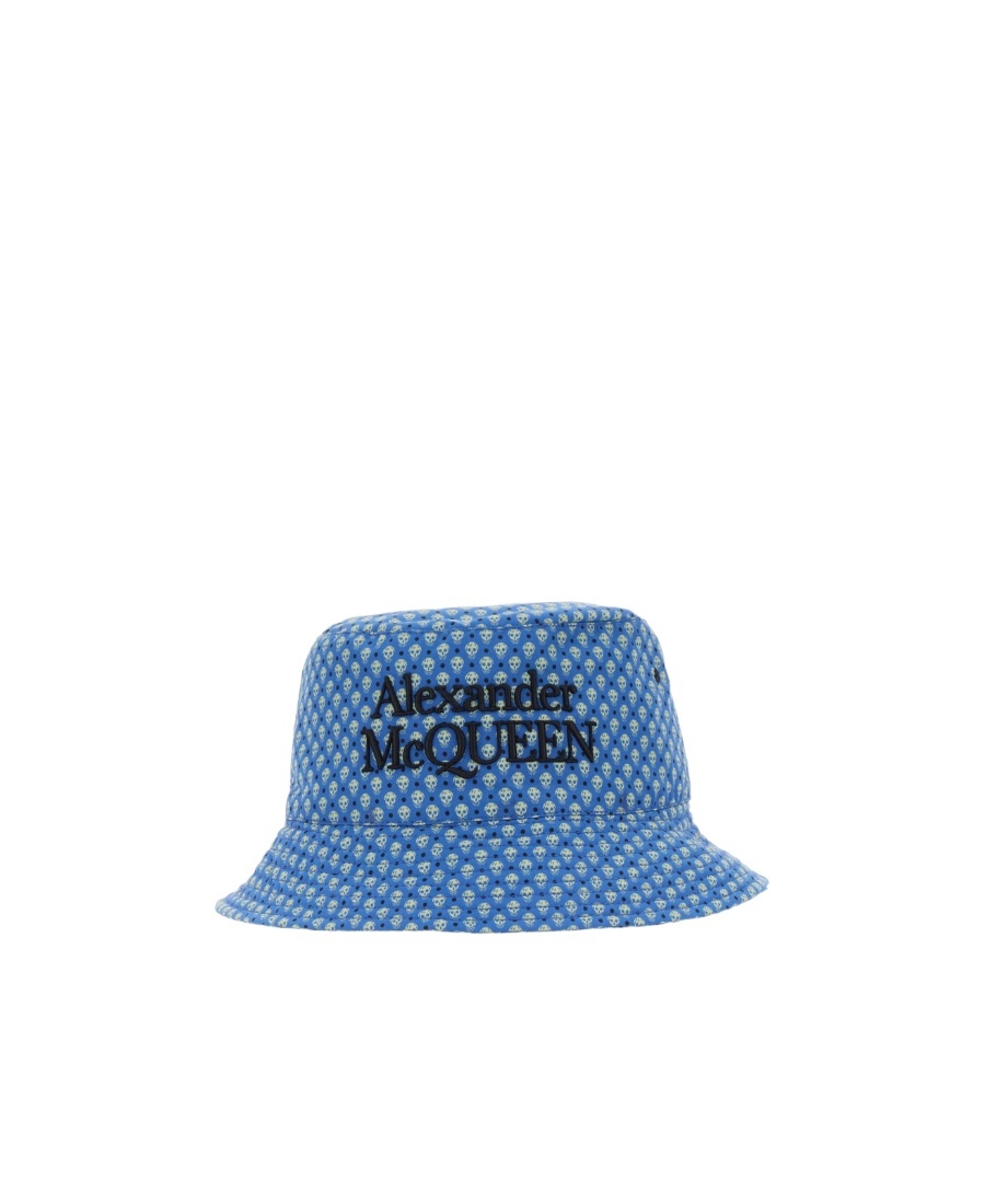 Alexander Mcqueen Skull-print Bucket Hat In Blue