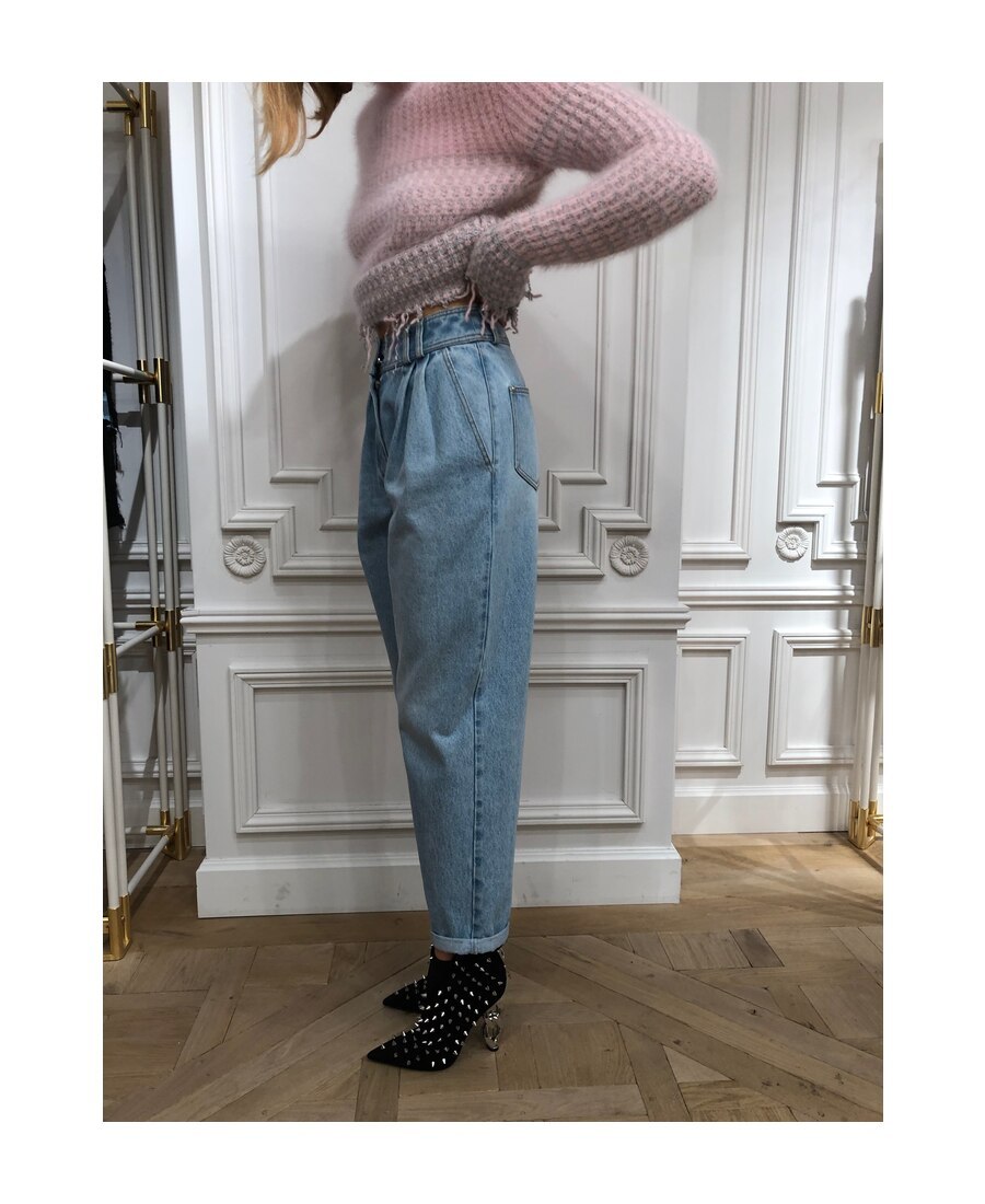 Balmain Pleated Tapered Jeans In Gray
