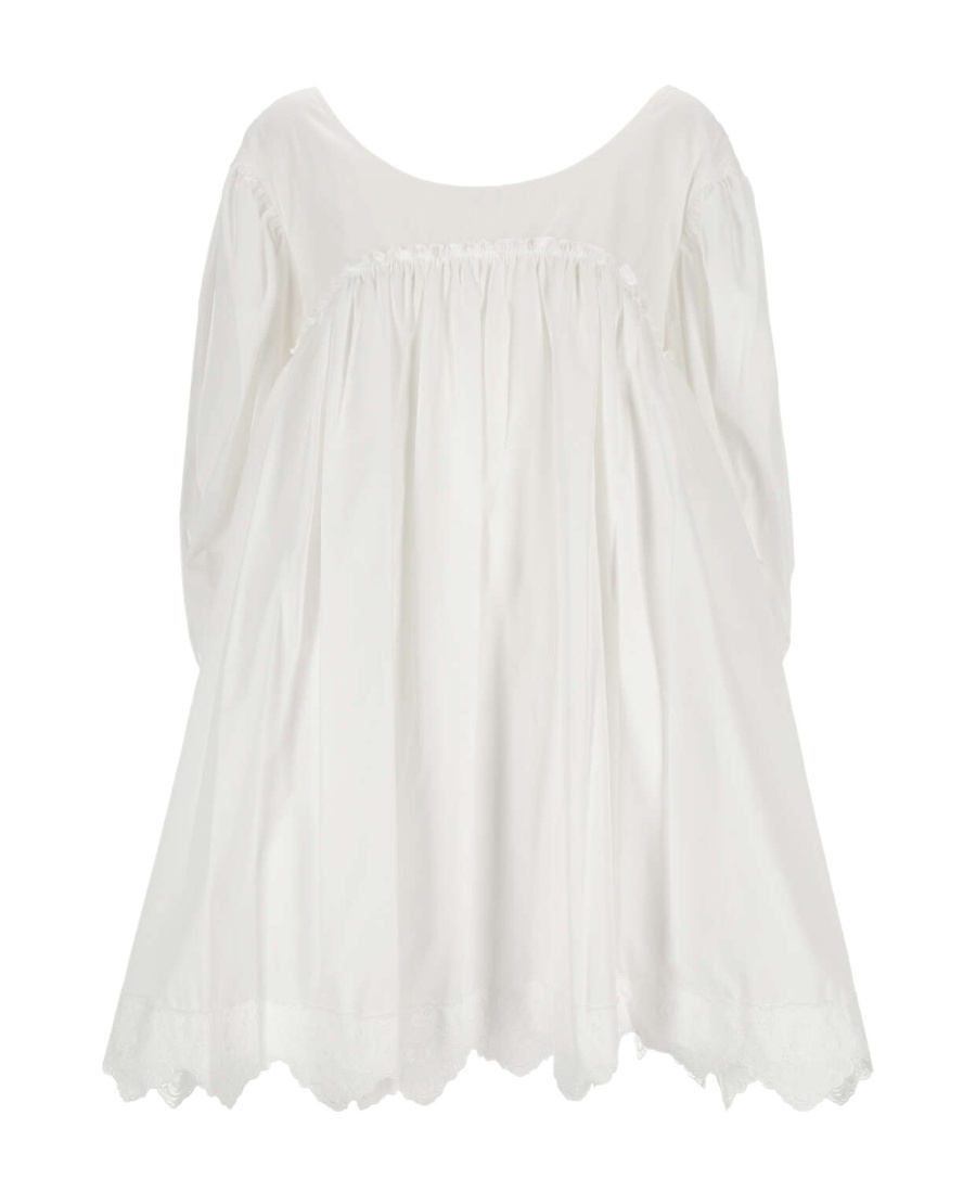 Simone Rocha Round-collar Long-sleeved Dress In White