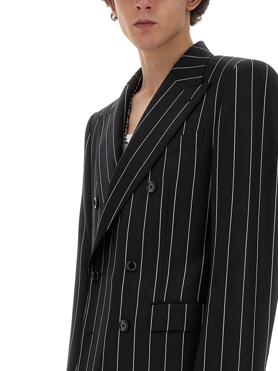 Dolce & Gabbana Pinstripe-pattern Wool Blazer In Black