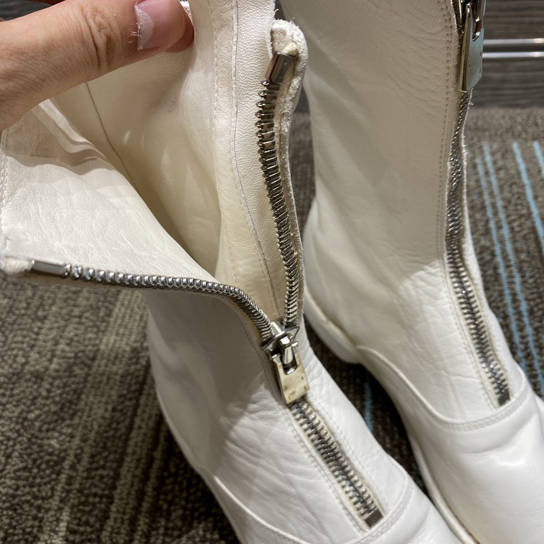 Guidi Women 310 Front Zip Military Boot In White
