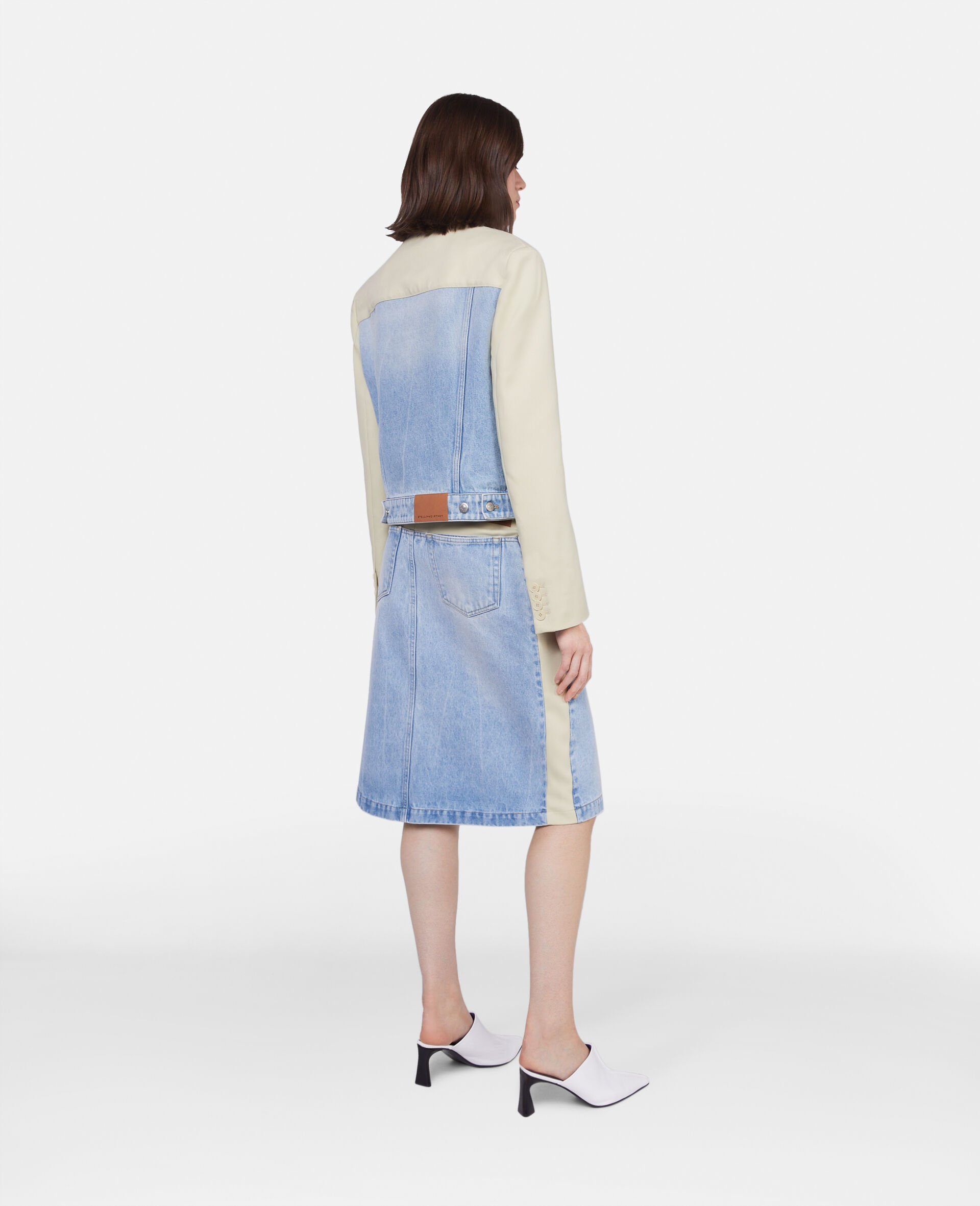Stella Mccartney Button-up Panelled Denim Jacket In White
