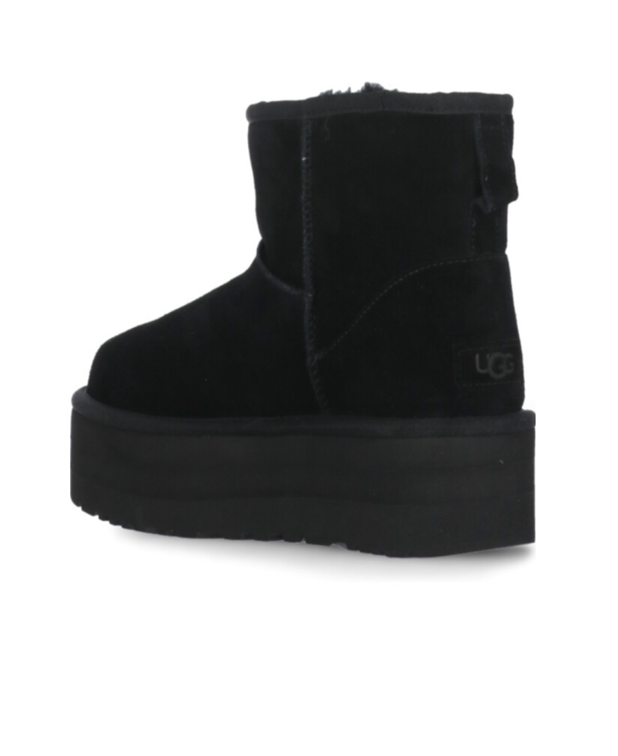 Ugg 'classic Mini Platform' Black Ankle Boots With Platform In Black