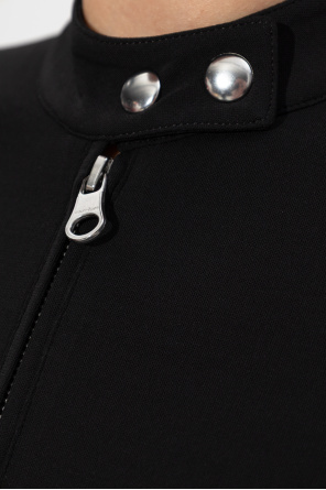 Courrèges Biker Logo-embroidered Stretch-crepe Bodysuit In Black