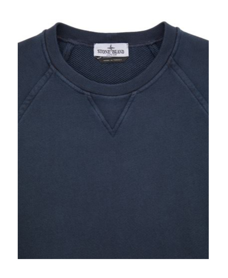Stone Island Junior Garment Dyed Crewneck Sweatshirt In Blue