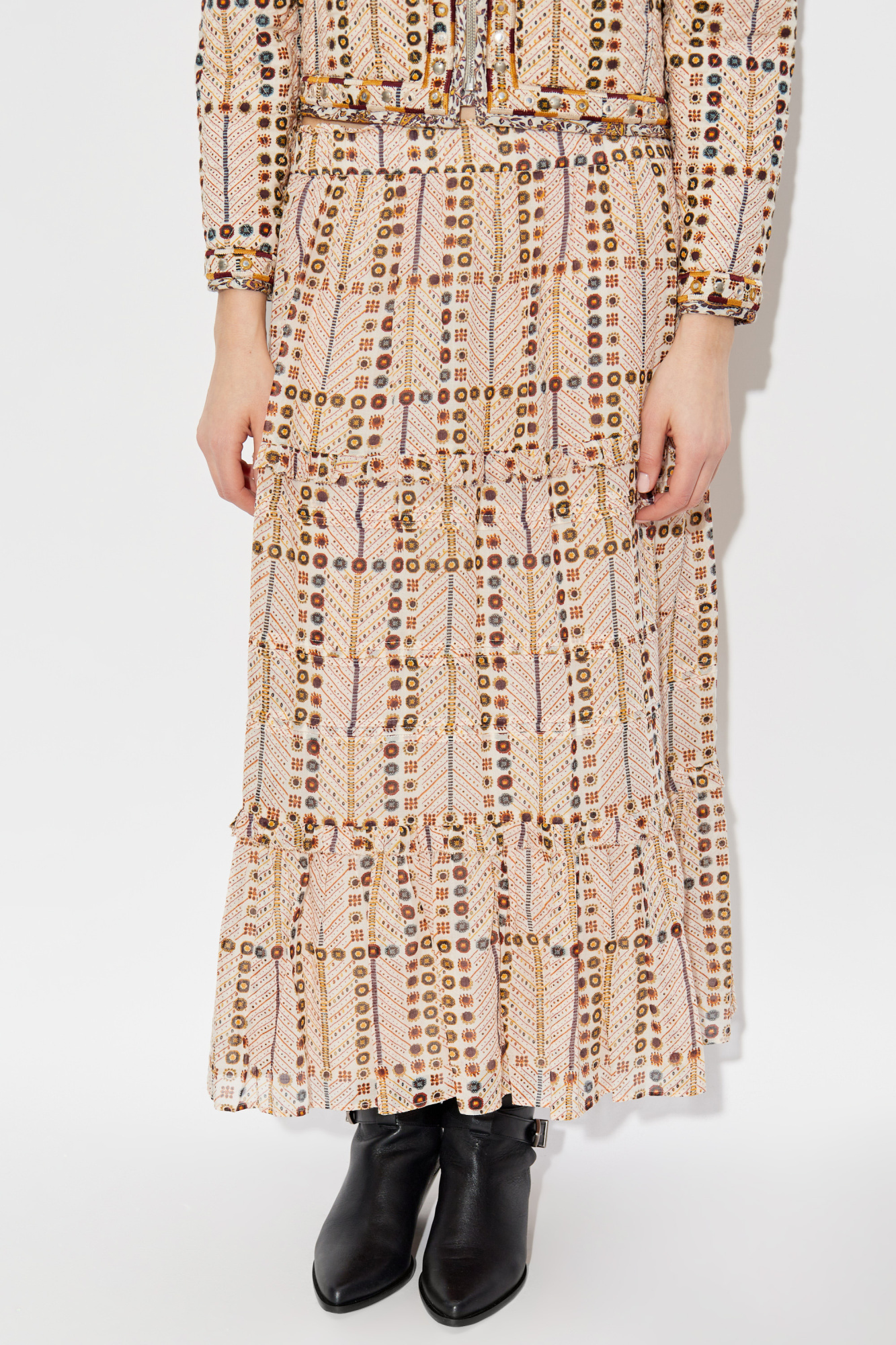 Isabel Marant Étoile Tiered Beige Skirt With Ruffled Hems In Nude