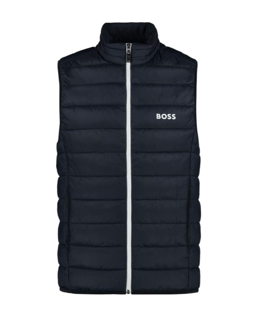 Shop Hugo Boss Logo-print Padded Gilet In Black