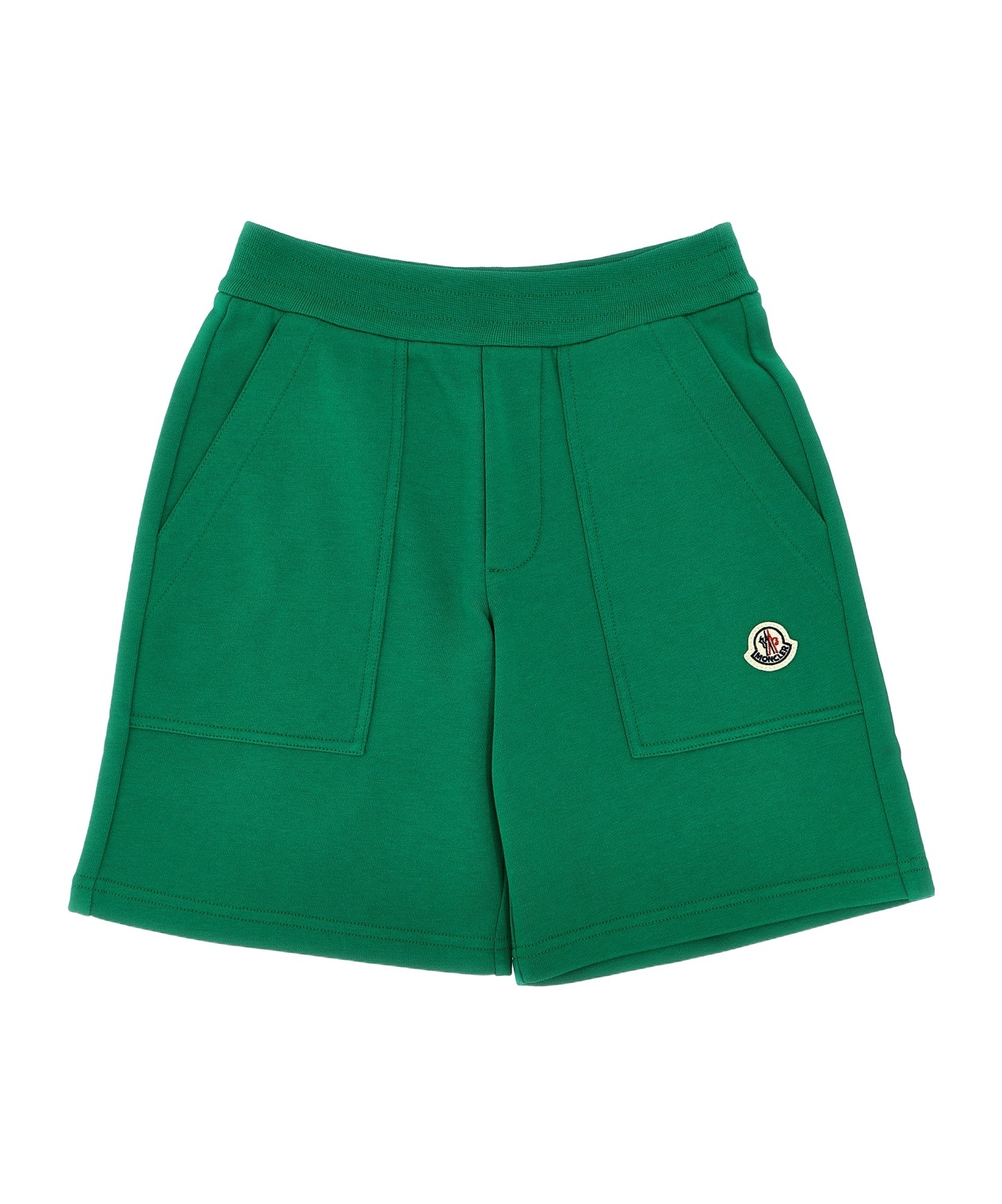 Moncler Logo Patch Bermuda Shorts In Green
