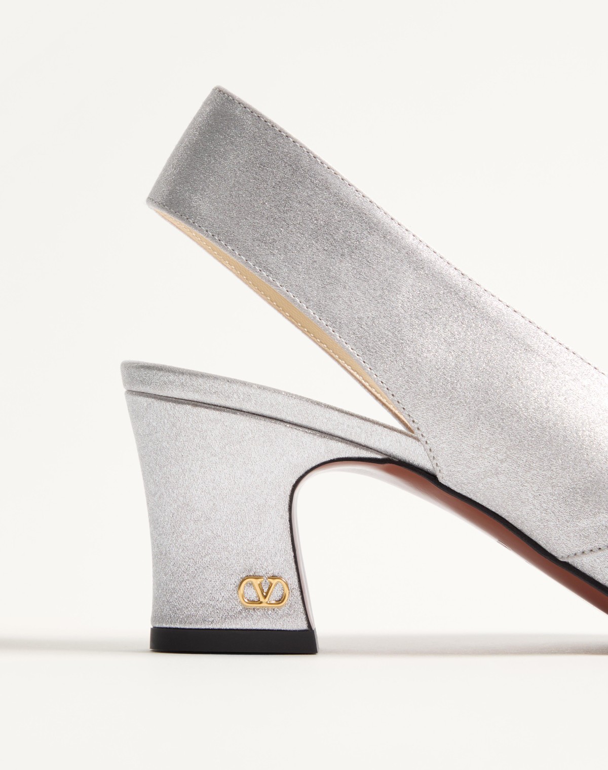 Shop Valentino Adamantine Slingback Pumps In Glitter Fabric 60mm In White