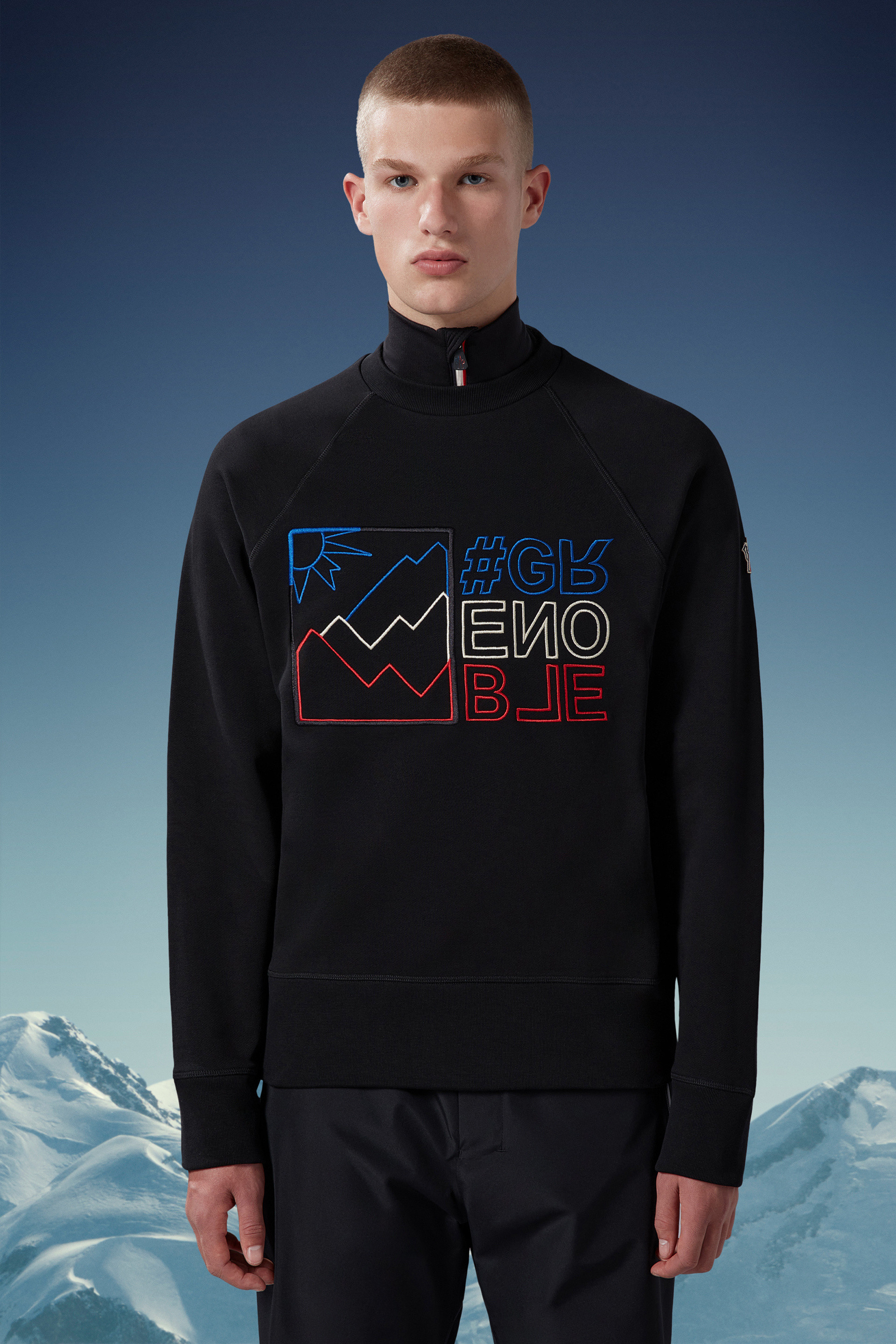 Moncler Logo-embroidered Cotton-jersey Sweatshirt In Black