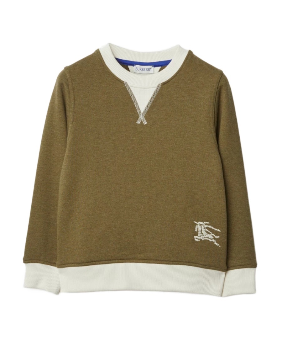 Burberry Kids Ekd-motif Cotton Sweatshirt In Green