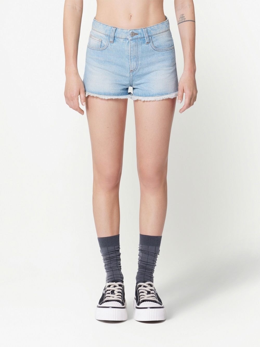 Ami Alexandre Mattiussi Raw-cut Mini Shorts In Blue