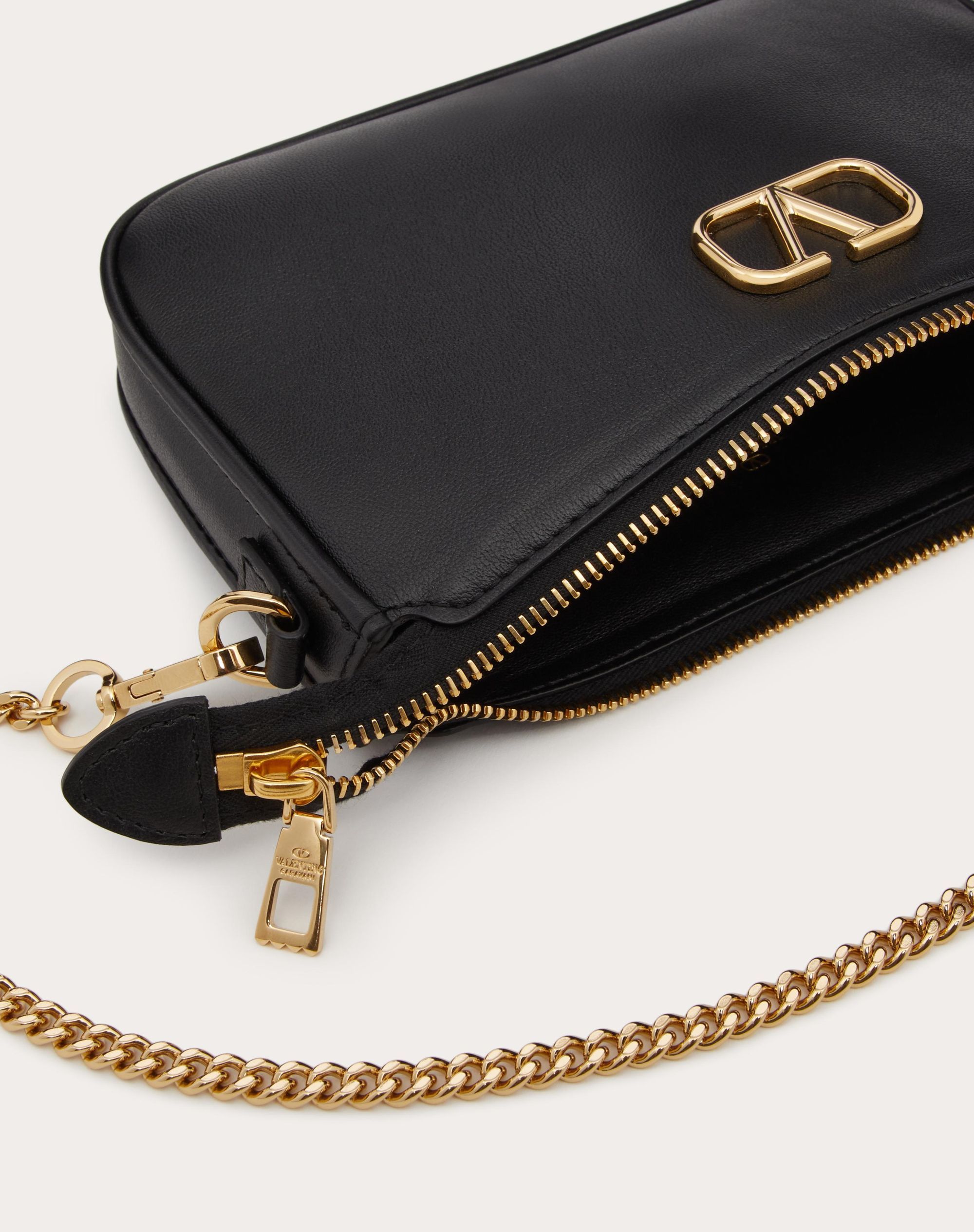 Valentino Vlogo Signature Leather Crossbody Bag In Black