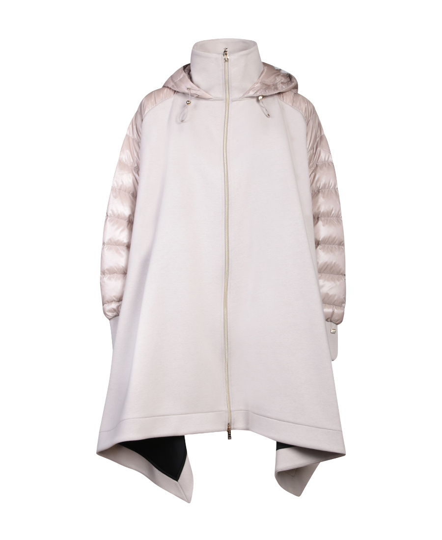 Herno Draped Hooded Coat In Neutral