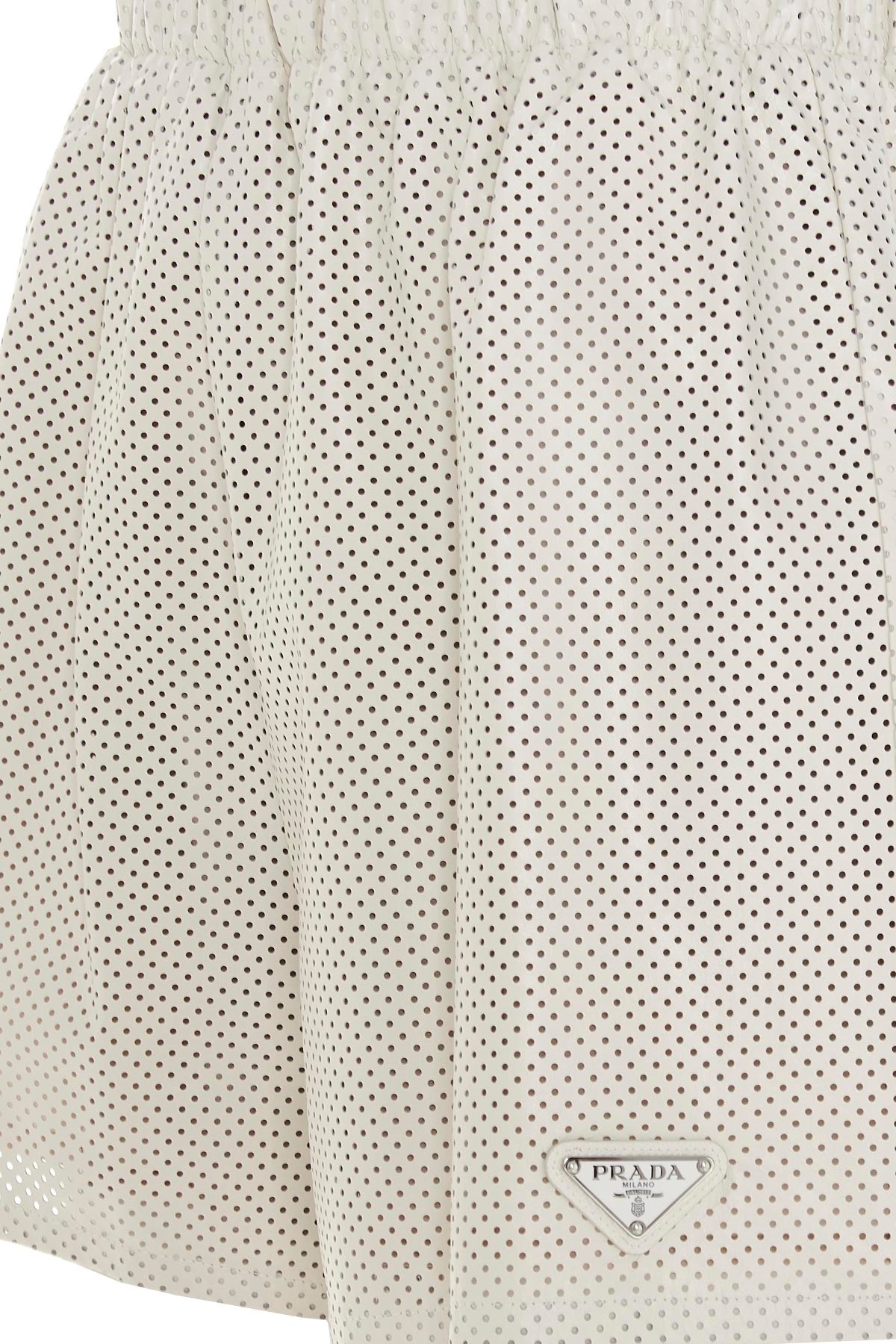 Prada High-waisted Logo-plaque Shorts In White