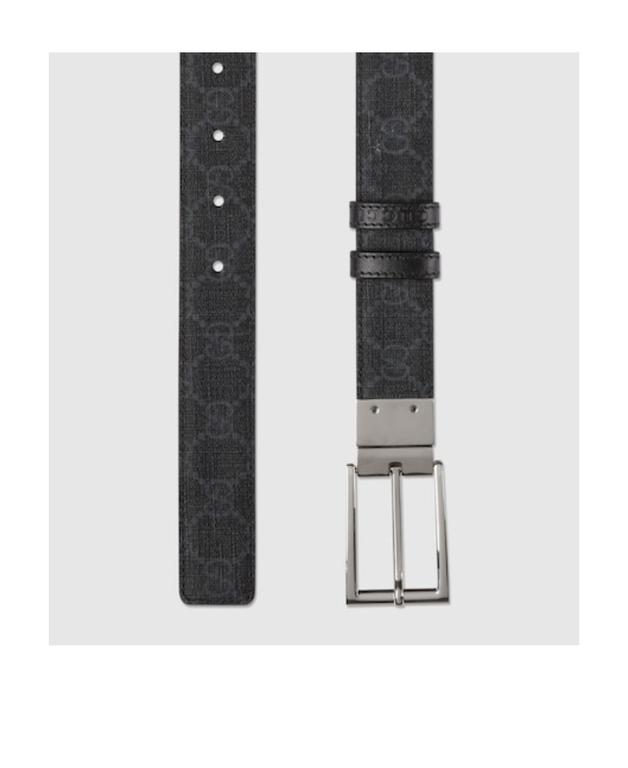 Gucci Gg Supreme Canvas Reversible Belt In Black