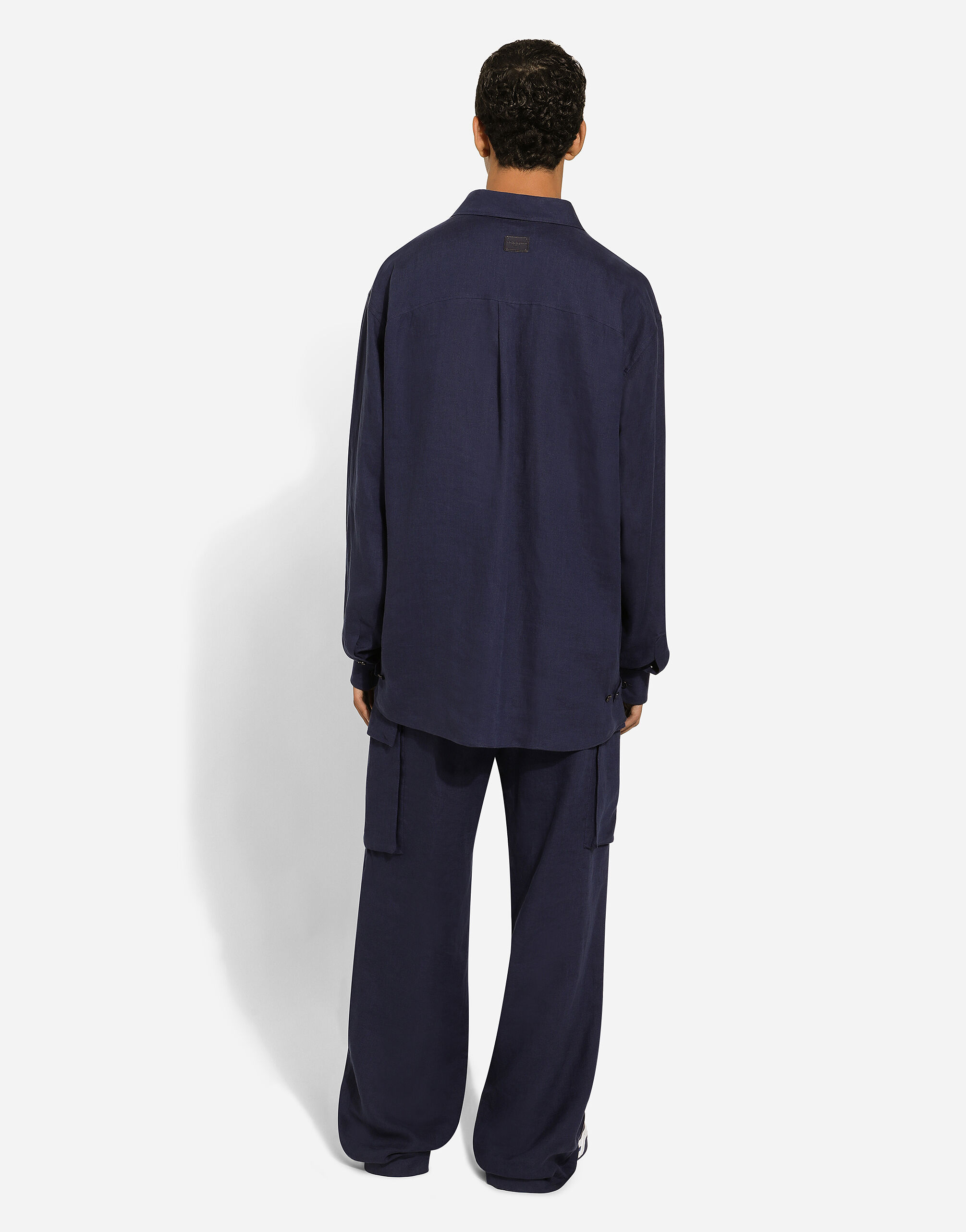 Dolce & Gabbana Mid-rise Linen Cargo Trousers In Black