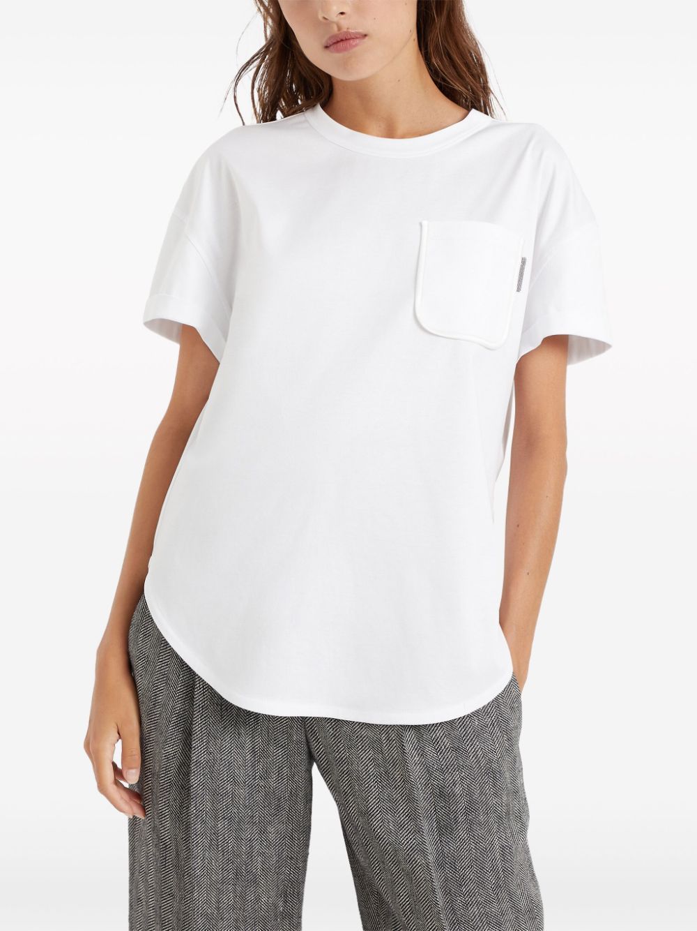 BRUNELLO CUCINELLI BRUNELLO CUCINELLI JEWEL DETAILED CREWNECK T-SHIRT