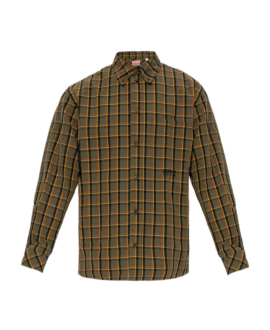 Kenzo Long-sleeve Checked Shirt In Brown