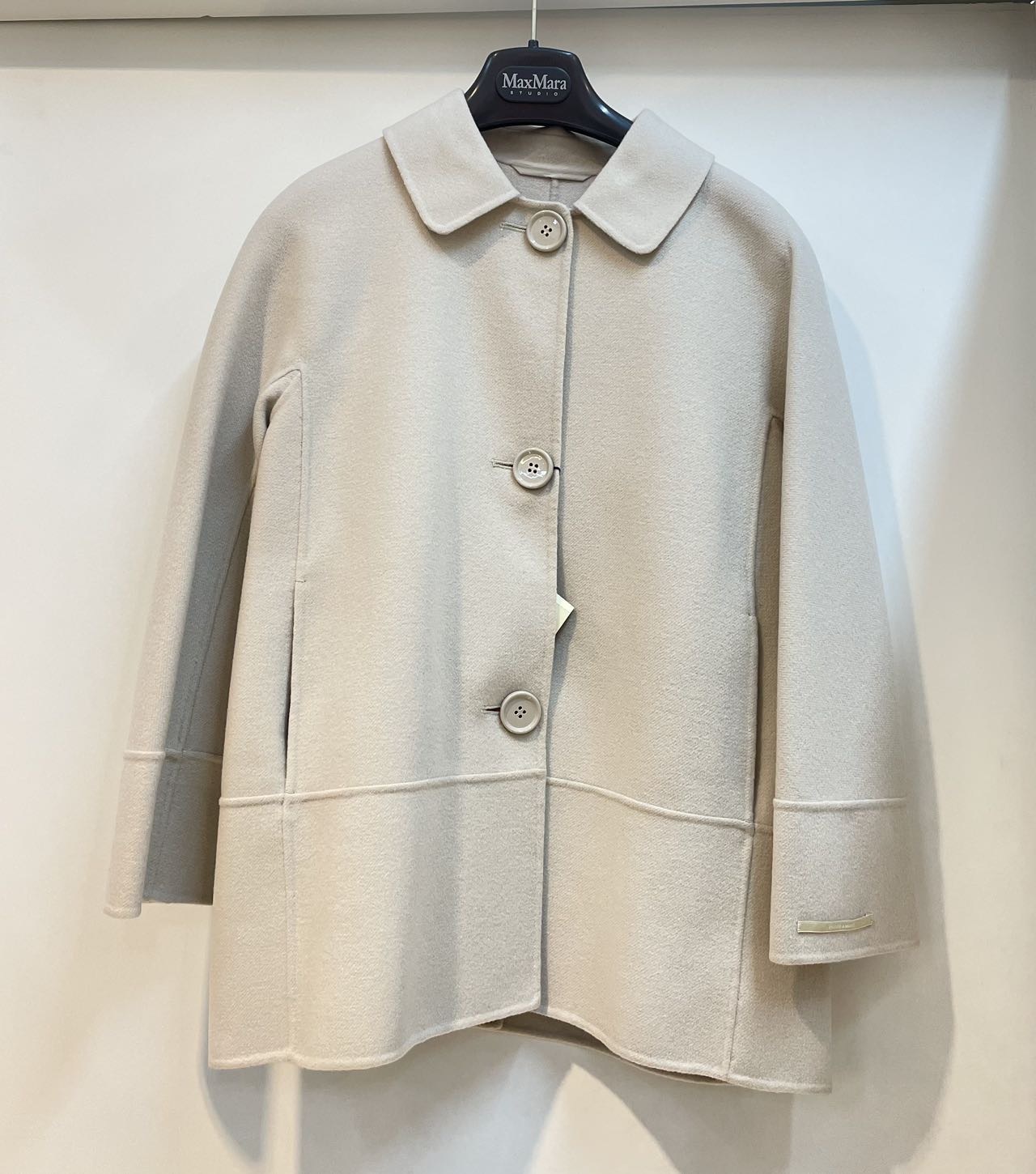 Max Mara Long-sleeved Coat In Nude