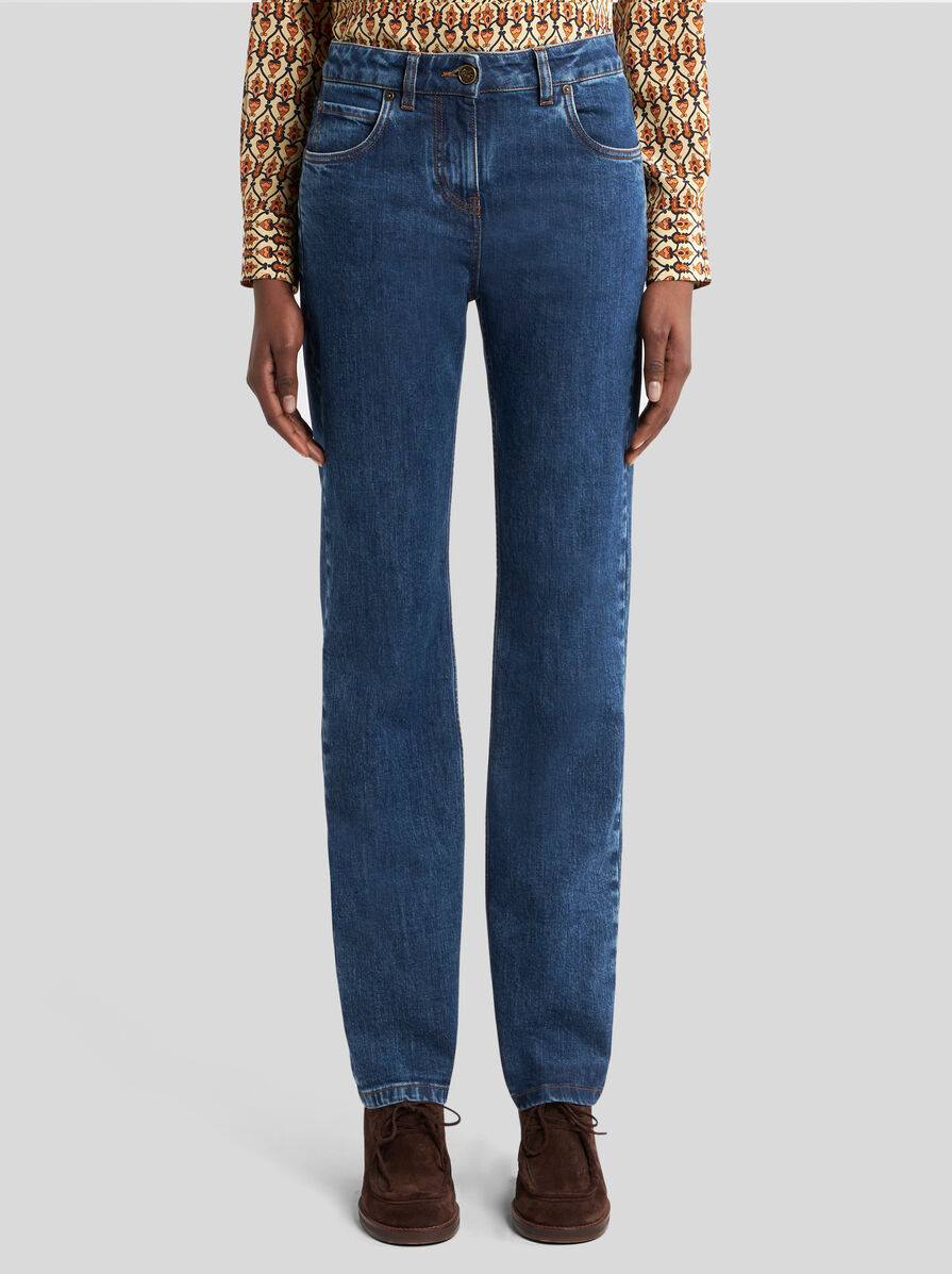 Etro Jeans With Embroidered Rear Logo In Blue