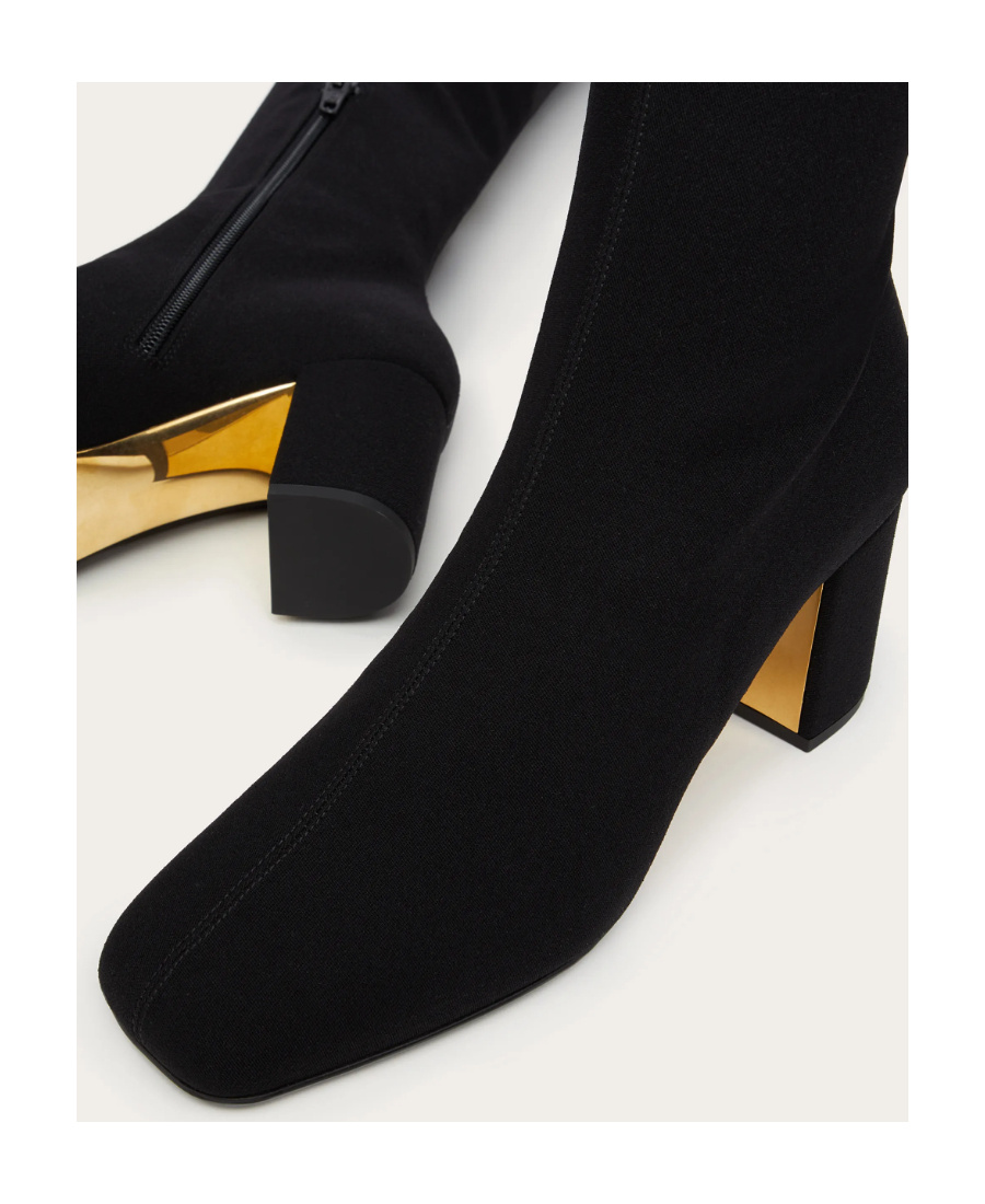 Valentino Logo-embroidered Over-the-knee Boots In Black