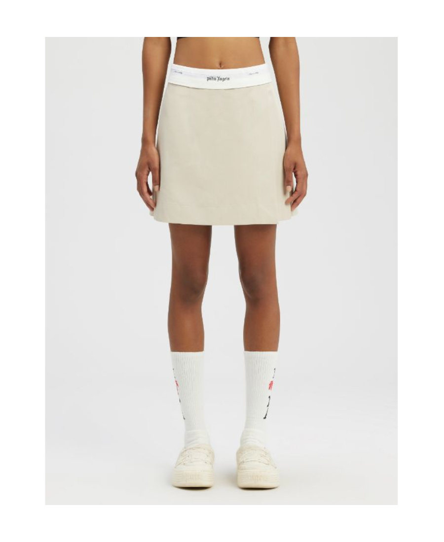 PALM ANGELS REVERSE WAISTBAND PLEATED MINISKIRT 