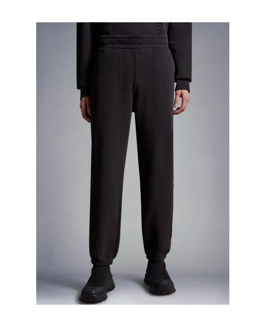 Moncler Logo-embroidered Cotton Track Pants In Black