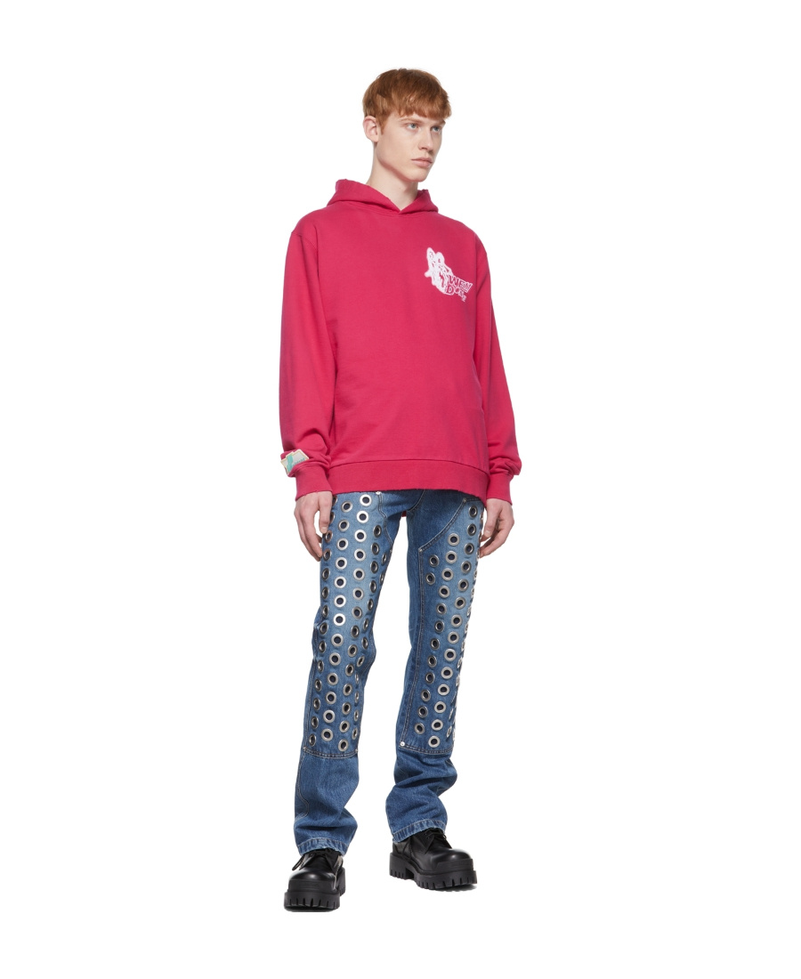 We11 Done Logo Hooded Sweater In Pink