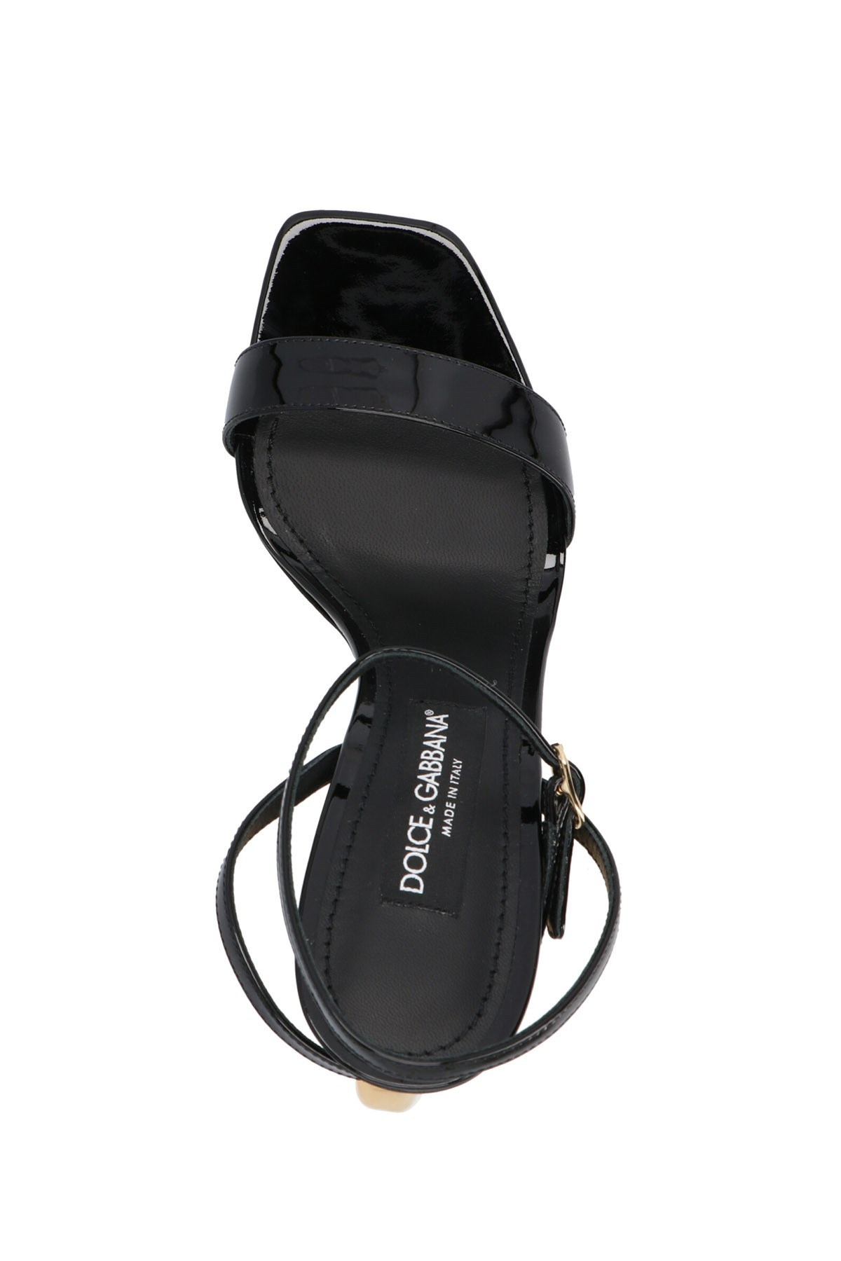 Dolce & Gabbana 105mm Patent Iconic Dg Heel Sandals In Black