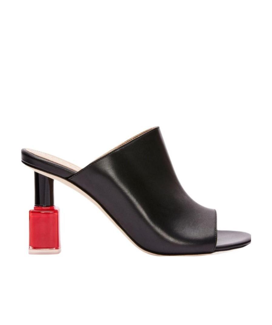 Loewe Nail Polish-heel 80 Leather Mules In Black