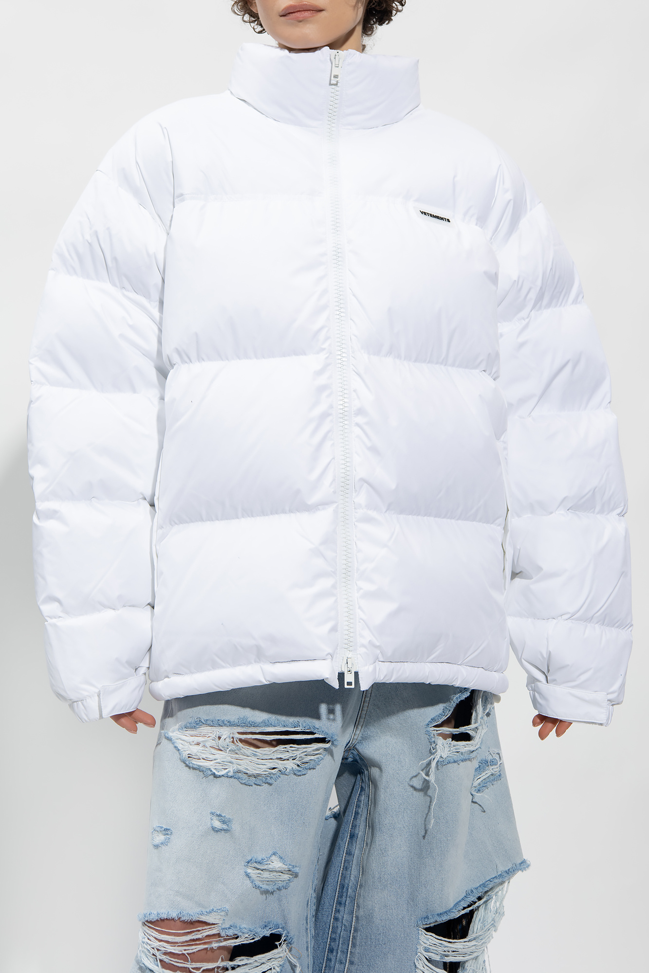 Vetements Logo Down Jacket In White