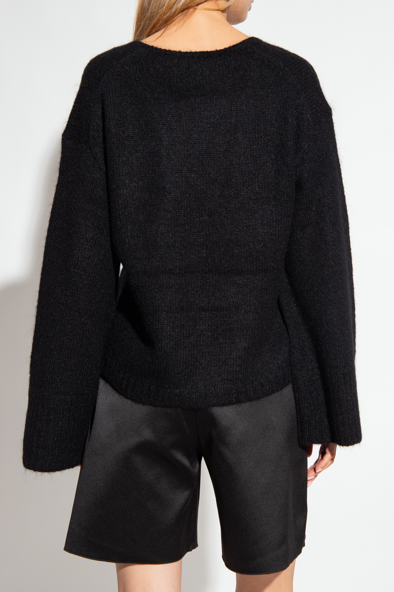 By Malene Birger Brushed-effect V-neck Jumper In Black