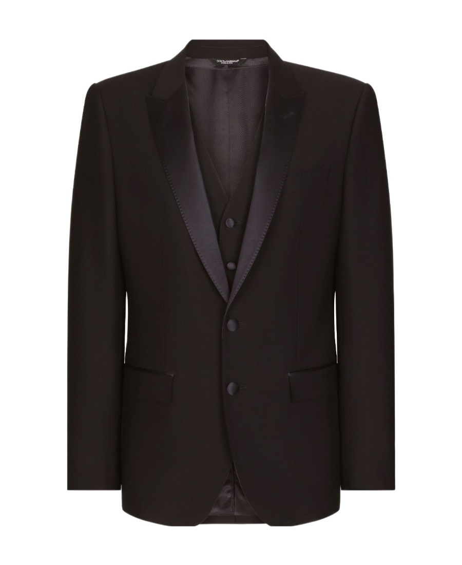 Dolce & Gabbana Wool Martini-fit Tuxedo Suit In Black