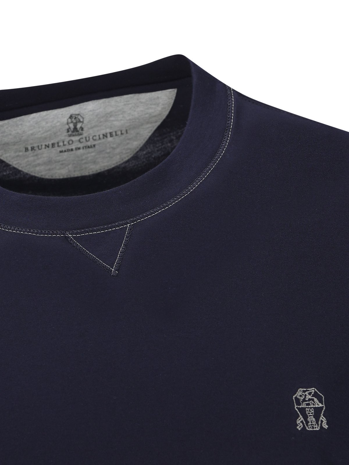 Brunello Cucinelli Short-sleeved Crew Neck T-shirt With Contrasting Stitching In Black
