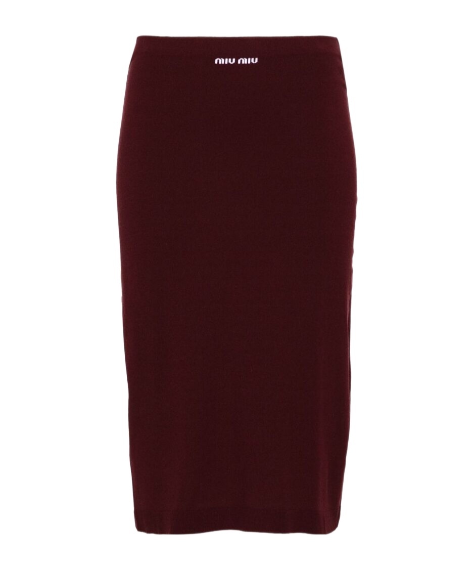 Miu Miu Burgundy Viscose Blend Skirt In Brown